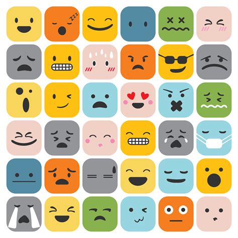 Emoji emoticons set face expression feelings collection vector ...