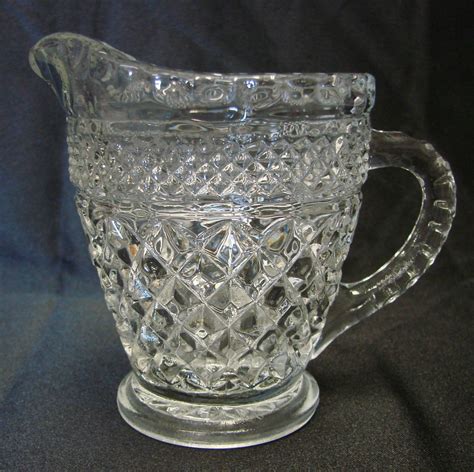 Anchor Hocking Wexford Diamond Glass Dairy Milk Creamer Server Pitcher ...