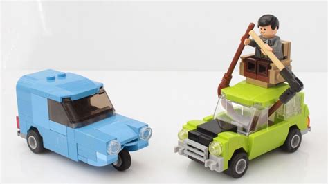 Lego Mr Bean Mini and blue Reliant car with instructions | Lego minifigure display, Lego cars, Lego