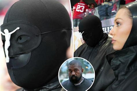 Kanye West wears Alexander McQueen crucifix mask at Super Bowl 2024 with Bianca Censori | Urban ...