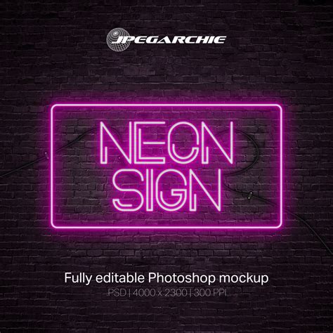 JPEGARCHIE Neon Wall Sign Mockup