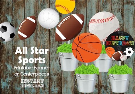 Printable Sports Centerpieces Sports Party Decorations - Etsy UK