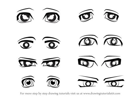 How to Draw Anime Eyes - Male (Eyes) Step by Step | DrawingTutorials101.com