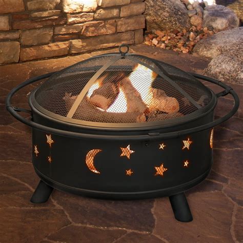 Fire Pit Set, Wood Burning Pit - Includes Screen, Cover and Log Poker- Great for Outdoor and ...