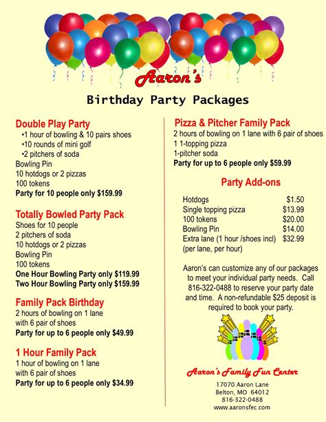 The top 30 Ideas About Birthday Party Packages - Home, Family, Style and Art Ideas