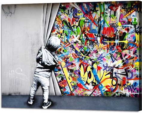 Yatsen Bridge Behind The Curtain Canvas Prints Banksy Graffiti Wall Art Paintings Pop Art ...