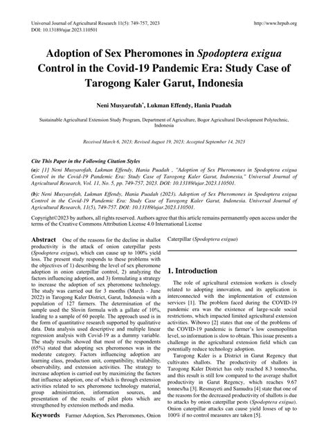 (PDF) Adoption of Sex Pheromones in Spodoptera exigua Control in the ...