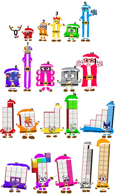 Numberblocks Christmas Outfits by alexiscurry on DeviantArt