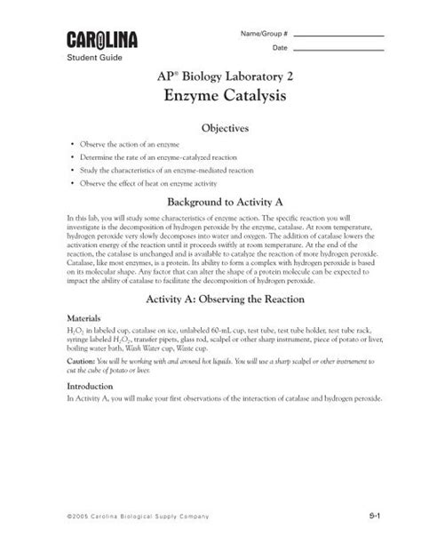 AP Lab 2 Enzyme Catalysis Manual.pdf - Biology Alive