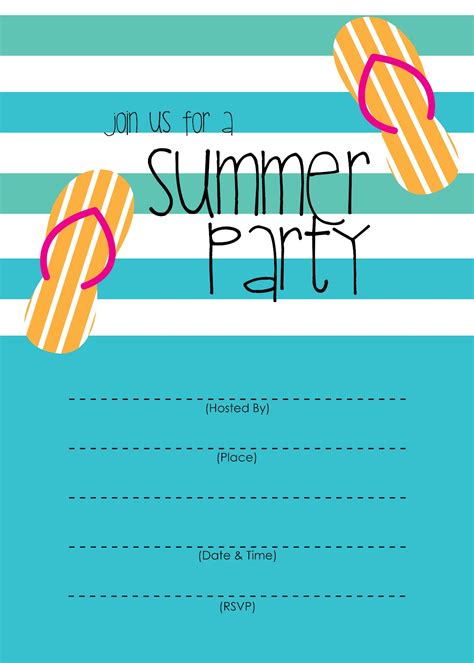 Summer Party Invitation – Free Printable – Short Stop Designs