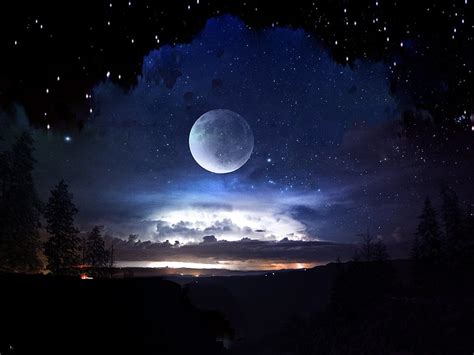 HD wallpaper: moon and stars wallpaper, Fantasy, Landscape, Night, Sky ...