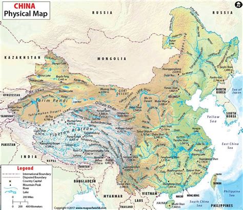 Physical Map of China, China Physical Map