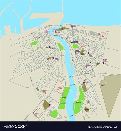 Detailed map deira dubai - uae Royalty Free Vector Image