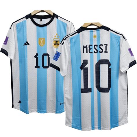 Lionel Messi Argentina Three Star Home Jersey - Cyberried Store