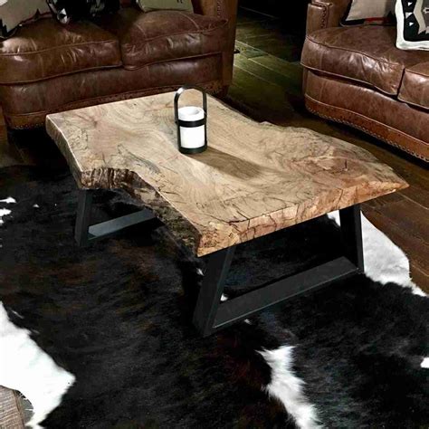 Rustic Modern Coffee Table - live edge burl wood slab