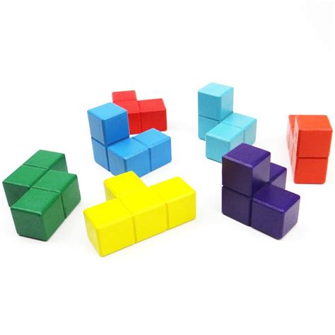 Multi-Color Wooden 3D Tetris Cubes – Momentures