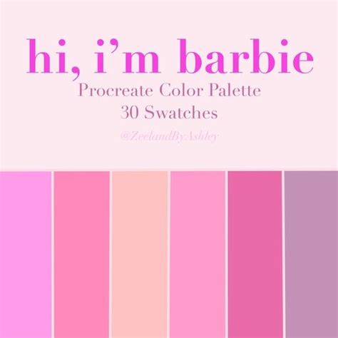 Pink Barbie Procreate Color Palette 30 Swatches Instant - Etsy | Color palette pink, Brand color ...