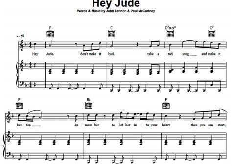 The Beatles - Hey Jude Free Sheet Music PDF for Piano | The Piano Notes