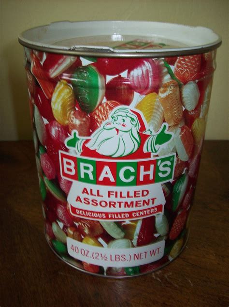 VINTAGE BRACHS CHRISTMAS CANDY TIN WITH SANTA