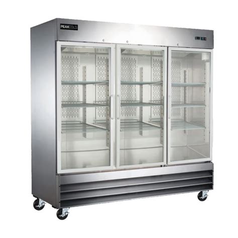 PeakCold 3 Glass Door Stainless Commercial Refrigerator