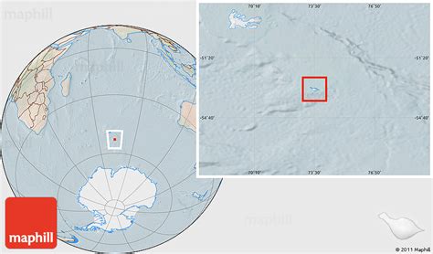 Satellite Location Map of Heard Island and McDonald Islands, lighten