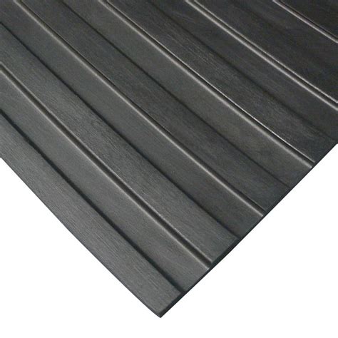 Rubber-Cal Corrugated Wide Rib 3 ft. x 6 ft. Black Rubber Flooring (18 sq. ft.)-03_167_W_WR_06 ...