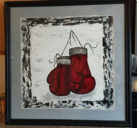 Original boxing gloves, framed acrylic painting by artist Teresa Quinonez | Watercolor paintings ...