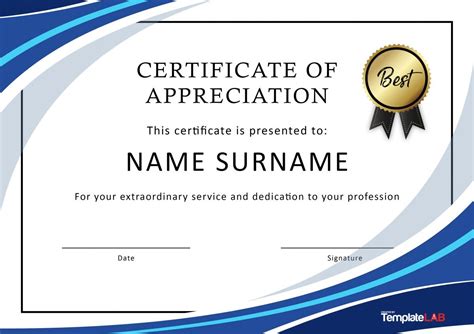 Recognition Certificate Templates Free Printable