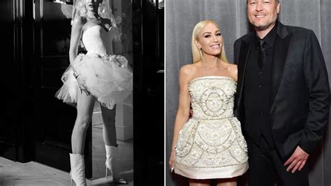 Gwen Stefani's quirky thigh-skimming wedding dress as she marries Blake ...