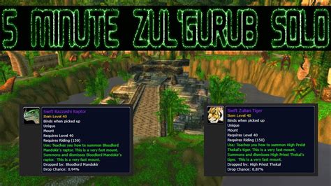 5 Minute Zul'Gurub Mount Solo (Ret) : Wotlk Classic - YouTube