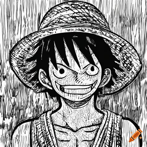 Sketch of monkey d. luffy wearing his straw hat on Craiyon