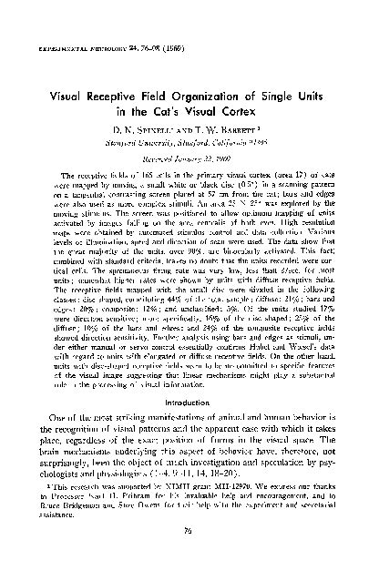 (PDF) Visual Receptive Field Organization of Single Units in the Cat's ...