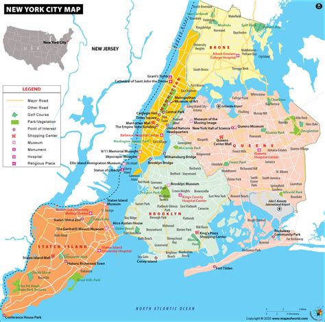 NYC Map, Map of New York City, Information and Facts of New York City