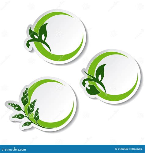 Natural Symbols - Stickers with Plant Stock Vector - Illustration of ecology, graphic: 34363623