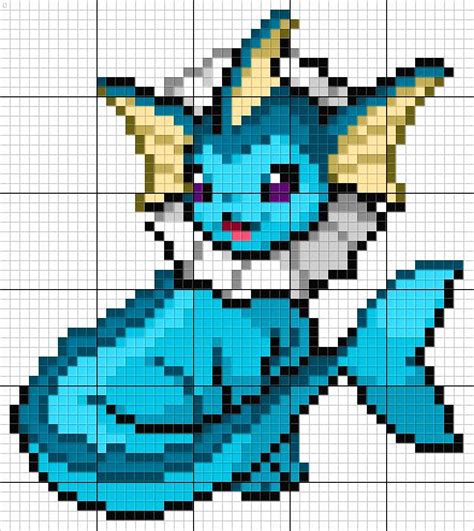 Vaporeon Pixel Art Pokemon Pokemon Cross Stitch Pixel Art Grid | The ...