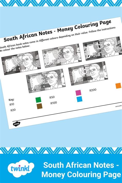 South African Notes - Money Colouring Page