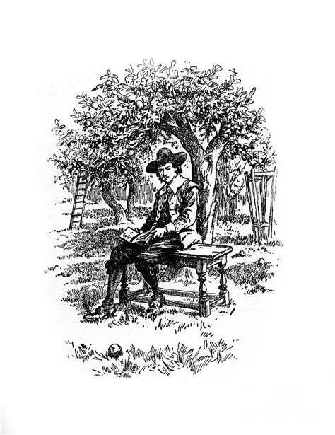 Sir Isaac Newton Under The Apple Tree Drawing by Print Collector - Fine ...