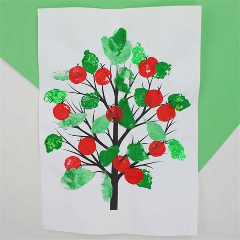 Apple Tree Printing with Sponges and Corks - Emma Owl