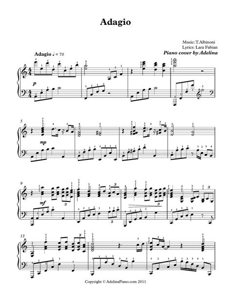 Lara Fabian - Adagio Sheet by Adelina Piano