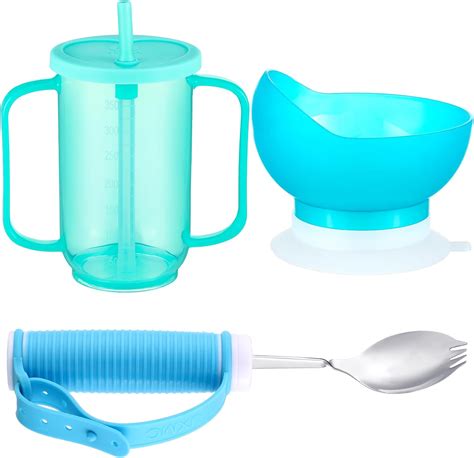 Maxcheck 3 Pcs Adult Sippy Cup with Straw 2 Handles Elderly Spill Proof Dysphagia Cups Adaptive ...