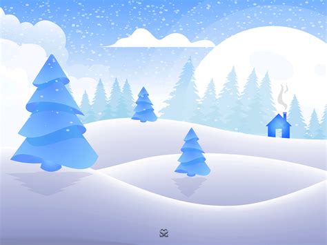 Winter Landscape Vector Art by satheesh sankaran on Dribbble