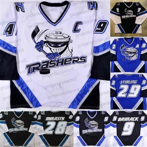 Custom Danbury Trashers 2004 05 Jersey 42 Brad Wingfield 49 Brent Gretzky 9 Mike Bayrack 16 Mike ...