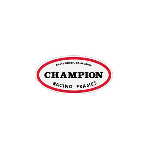 Champion - OVAL "RACING FRAMES" RED Black White decal - old school bmx