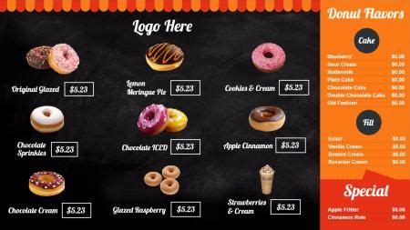 donut menu board | Digital Signage Template | Food signage, Coffee shop ...