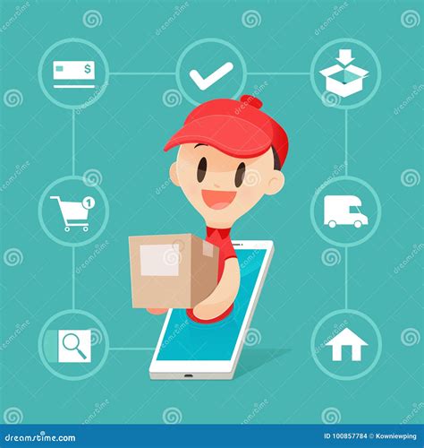 Online Shopping stock vector. Illustration of deliver - 100857784