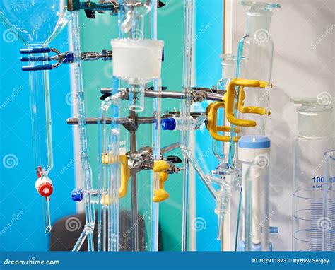 Burettes and Flasks in Chemical Laboratory Stock Image - Image of ...