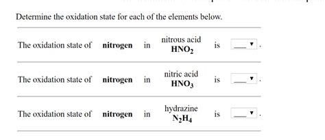 Solved Determine the oxidation state for each of the | Chegg.com