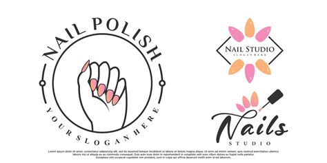 Set of nail logo design for beauty salon with modern conecpt Premium ...