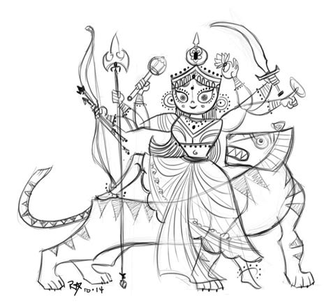 Durga Drawing Line Art Sketch, PNG, 1100x1014px, Durga, Art, Artwork, Black And White, Deity ...