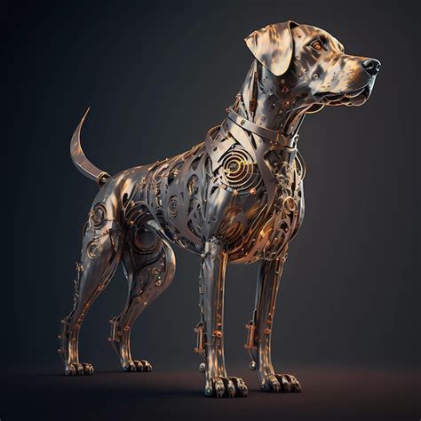 Premium AI Image | A dog sculpture with a black background and a black background.